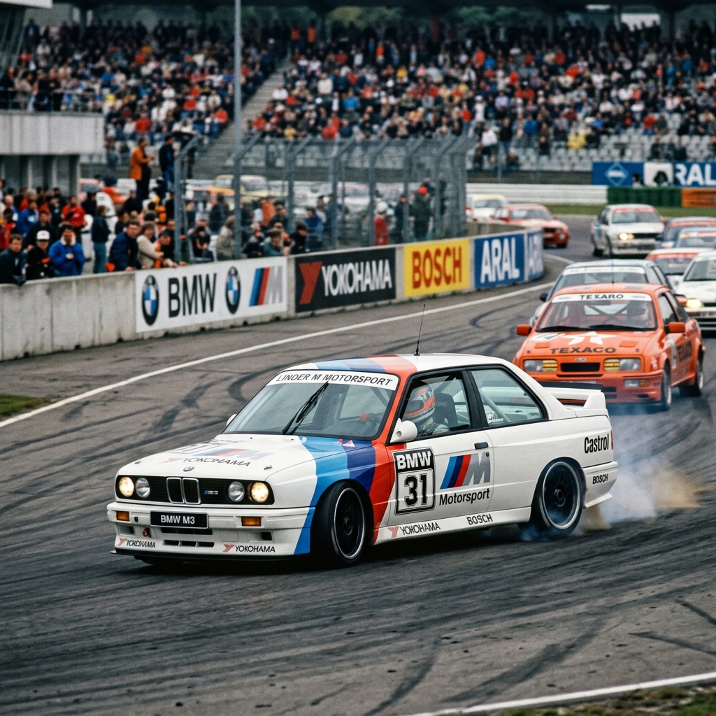 BMW M3 E30 on DTM racing circuit
