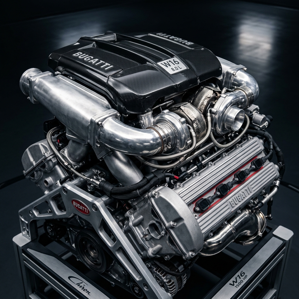 Bugatti 8.0L W16 quad-turbo engine