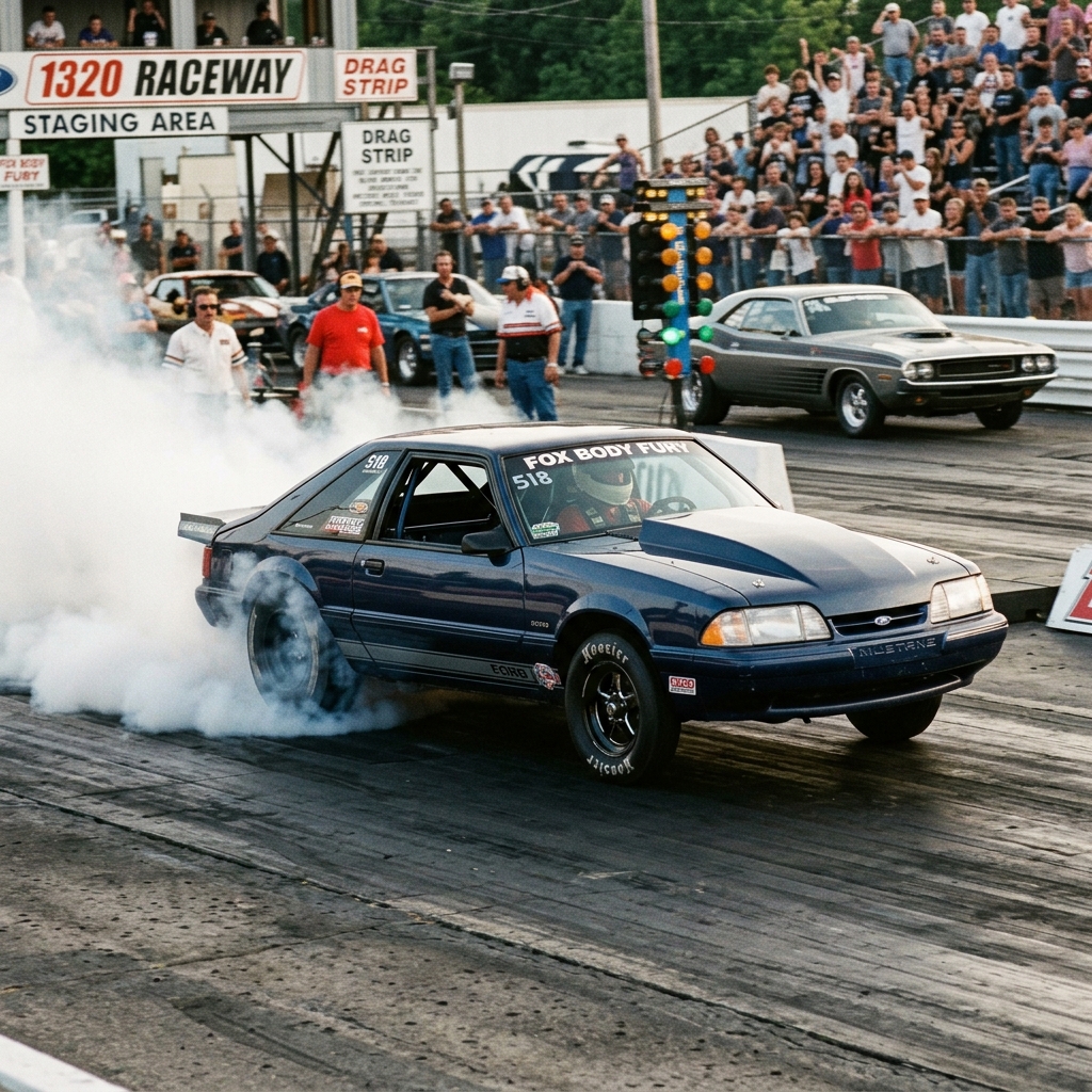 Ford Mustang Fox Body drag racing