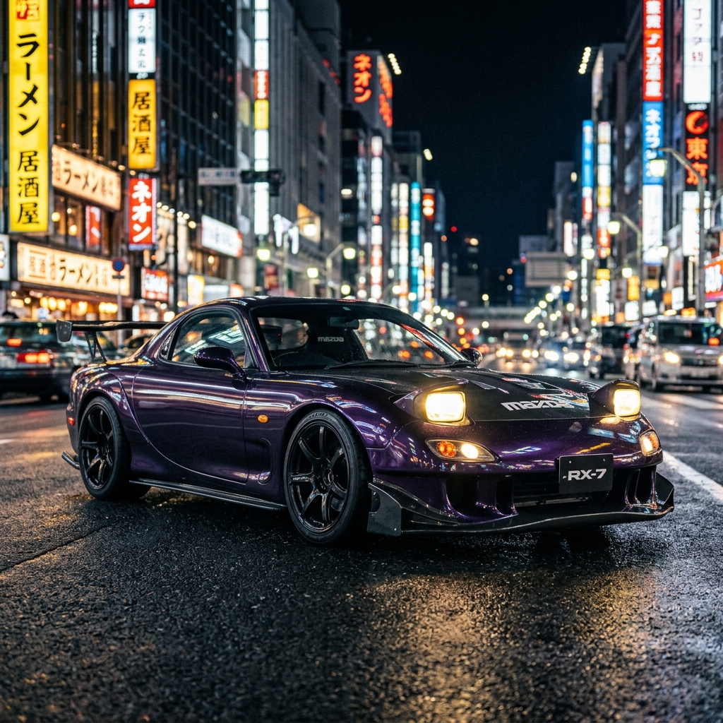 Mazda RX-7 FD3S at night